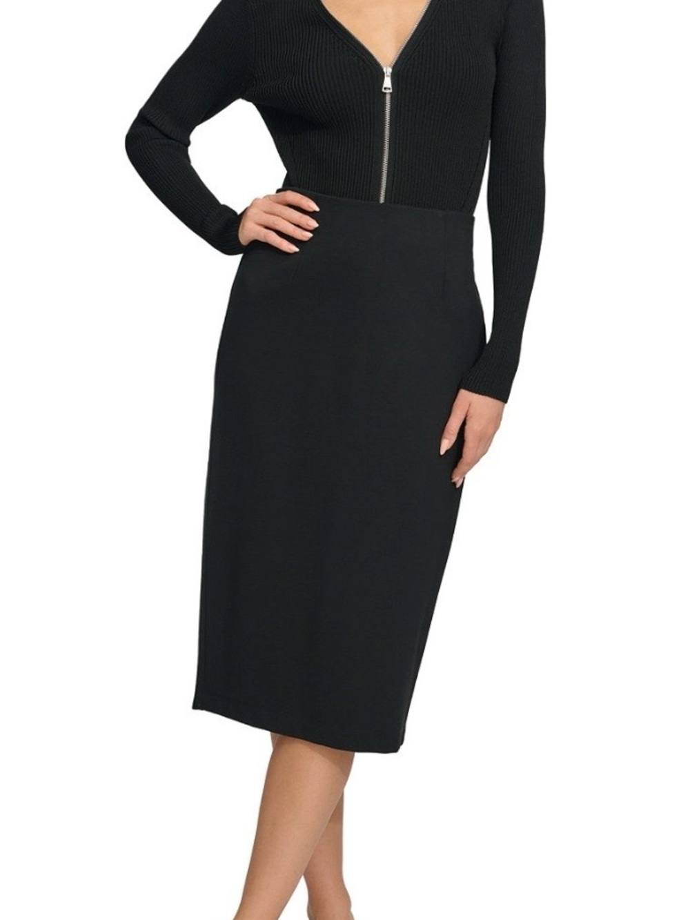 DKNY Black Women's Midi Pencil Skirt NWOT - Picture 3 of 3